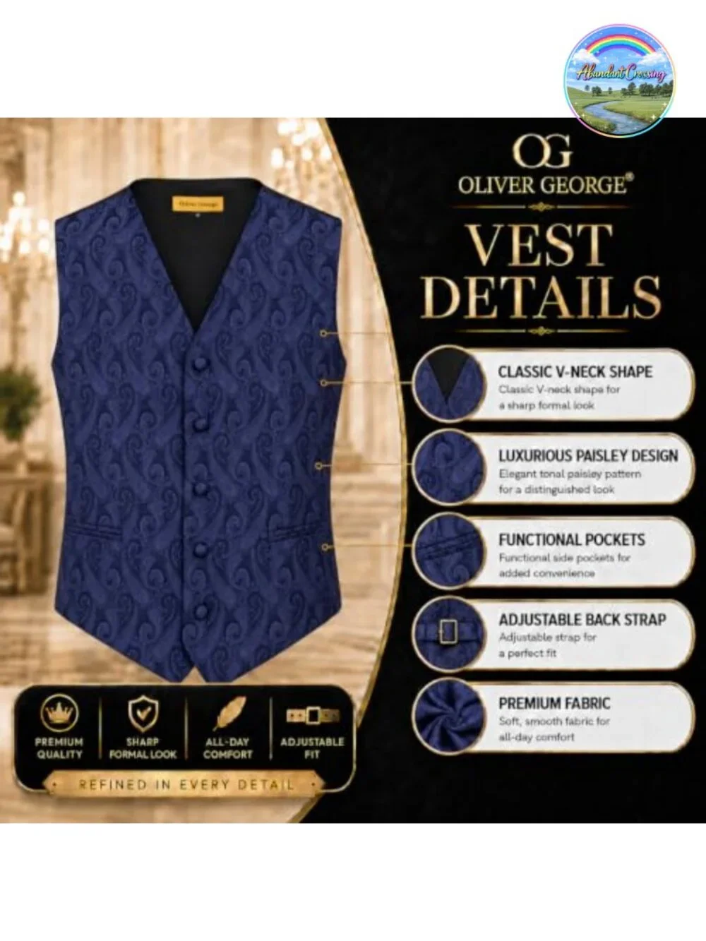 Men's 4pc Paisley Formal Suit Vest Set Waistcoat Tuxedo Dress